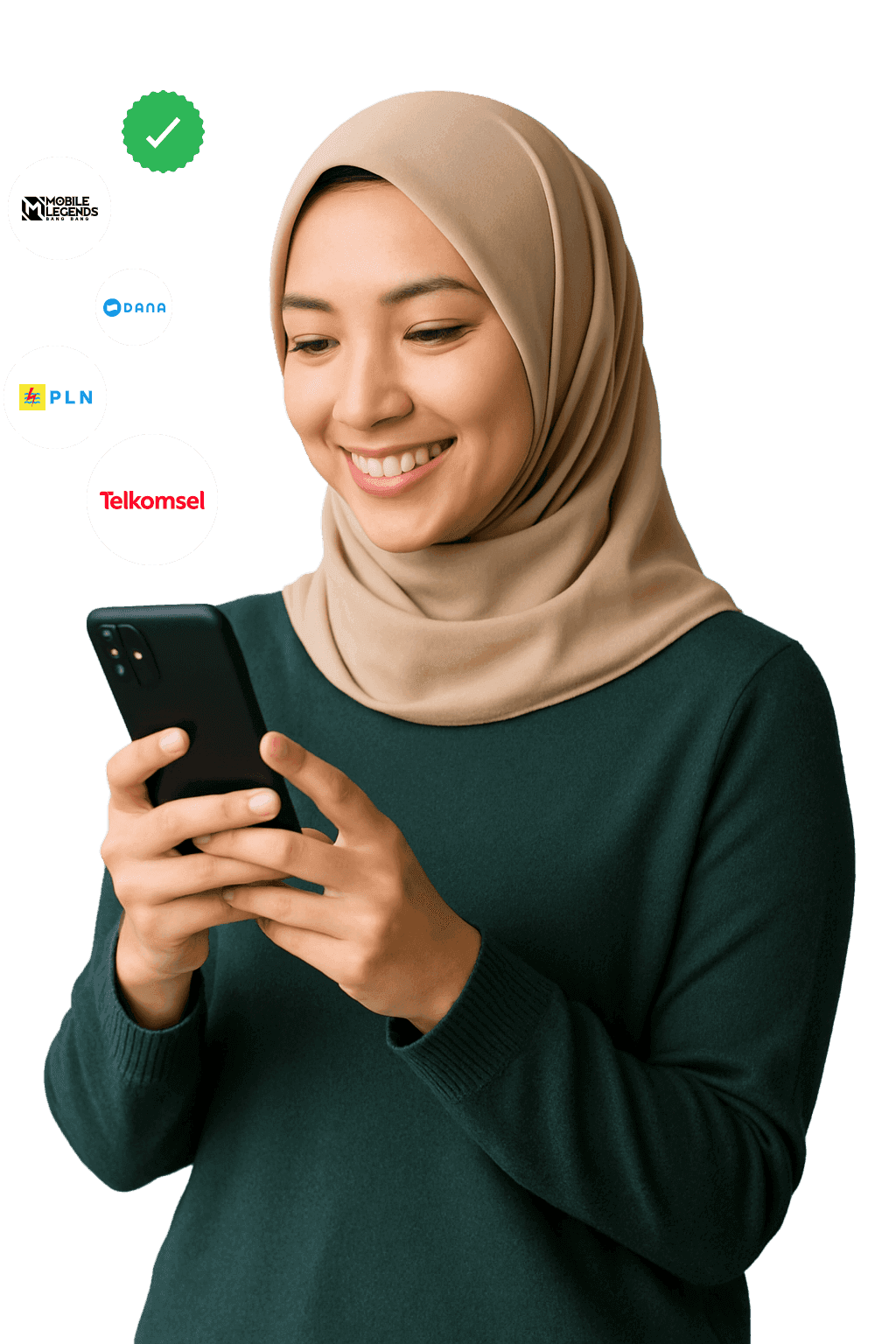 Modern Indonesian woman holding a phone
